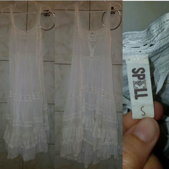 New spell designs prairie lace sun dress white S & - Picture 5 of 8